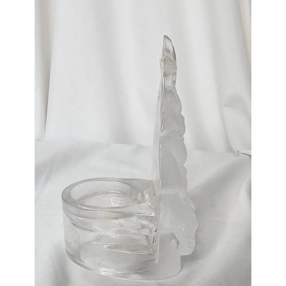 Glass Christmas Tree Votive Candle Holder 5.5in Clear Frosted Star Top